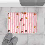 Pink Fall Shower Curtain and Bath Mat, Cute Pastel Autumn Leaves Bathroom Decor, Cottagecore Pinecone Acorn Aesthetic Fall Decor Set thumbnail 17