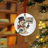 Let It Snow Retro Snowman Ornament thumbnail 2