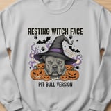 Resting Witch Face Pit Bull Sweatshirt | Halloween Pittie Shirt | Pit Bull Mom Gift | Bully Breed Apparel thumbnail 7