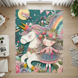 Unicorn Blanket, Pillow and Pillowcase: Floral Rainbow Girl Fantasy Decor thumbnail 8