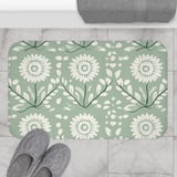 Sage Green Floral Shower Curtain and Bath Mat Set, Folk Art Botanical Flower Bathroom Decor, Cottagecore Farmhouse Boho Bath Set Gift thumbnail 16