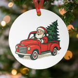 Vintage Santa Red Truck Ornament thumbnail 1