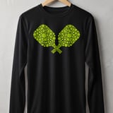 Pickleball Sport-Tek Long Sleeve Tee, Neon Yellow Crossed Pickleball Paddles Graphic, Sun Shield Shirt thumbnail 1