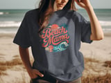 Beach Mama Retro Shirt, Vintage Tropical Beach Mama Tee, Summer Vacation Gift for Her, Coastal Mom Life Top, Groovy T-Shirt thumbnail 3