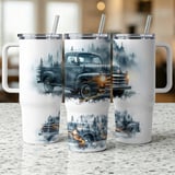 Vintage Truck 40oz Tumbler Wrap Sublimation Design, Classic Car Forest Mist PNG Digital Download for Men, Rustic Trucker Gift thumbnail 5