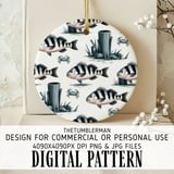 Digital Pattern, Fish and Crab Pattern, Striped Fish, Nautical Pattern, Sea Life Pattern, Digital Bundle, Commercial Use Pattern thumbnail 3