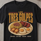 Los Tres Golpes T-Shirt – Dominican Breakfast & Food Tee thumbnail 1