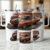 40oz Tumbler Wrap Pontiac GTO Sublimation Design, Classic Muscle Car Digital Download, Route 66 Desert Road Trip Tumbler PNG Gift thumbnail 9