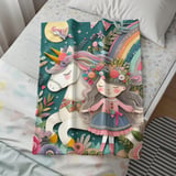 Unicorn Blanket, Pillow and Pillowcase: Floral Rainbow Girl Fantasy Decor thumbnail 4
