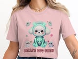 Cute Poodle Skeleton Costume Sweatshirt, Kids Halloween Cozy Pullover, Adorable Ghost Companions Design, adult and kid size t-shirts thumbnail 3