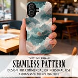 Digital Clouds Pattern, Teal Pink Cloudscape, Geometric Waves, Art Deco, Background, Texture, Digital Paper Bundle, Scrapbook Paper Digital thumbnail 6