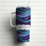 40oz Tumbler Wrap, Seamless Distressed Tapered PNG, Motion Illusion Wavy Design, Forest Silhouettes Digital Download thumbnail 5