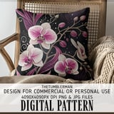 Pink Orchid Tumbler Design, Floral Digital Paper Pack, Watercolor Flower Background, Printable Junk Journal, Scrapbooking Paper Digital thumbnail 5
