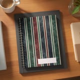 Dark Academia Striped Backpack & Spiral Notebook, Vintage Green Red Blue Grunge Aesthetic, College Student Teacher Gift thumbnail 2