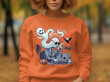 Funny Ghost Working T-Shirt, Halloween Vibes Shirt, Spooky Season Tee, Cute Ghost Design, Halloween Costume Shirt, Ghost Lover Apparel thumbnail 2