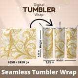 Golden Floral Tumbler, Digital Paper, Watercolor Flowers Background, Floral Junk Journal, Printable Tumbler png, Digital Scrapbooking Paper thumbnail 7