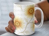 Sunflower Watercolor Mug Wrap Digital Design 11oz 15oz, Transparent Floral Mug Sublimation Tumbler Wrap Digital File thumbnail 8