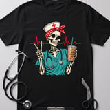 Skeleton Nurse Coffee Lover Tee thumbnail 5