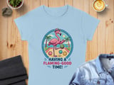 Flamingo Bocce Ball T-Shirt - Having a Flaming-Good Time! Retro Tropical Vacation Tee, Funny Summer Beach Party Shirt thumbnail 4