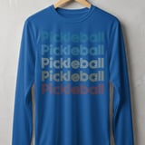 Pickleball Sport-Tek Long Sleeve Tee, Retro Striped Font Multi Line Pickleball Repeat Graphic, Sun Shield Shirt thumbnail 6