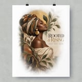 Black Woman Art Framed Poster, Rooted and Rising African Wall Art Print, Boho Melanin Wall Decor, Afrocentric Heritage Botanical Poster thumbnail 1