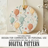 Digital Balloons Pattern, Party Balloons, Starry Sky, Digital Bundle, Seamless Pattern, Fabric Design, Paper Crafts, Instant Download thumbnail 3