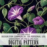 Purple Morning Glory Tumbler, Floral Digital Paper, Watercolor Flower Background, Printable PNG, Floral Junk Journal, Digital Scrapbooking thumbnail 13