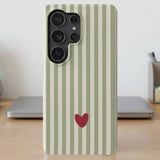 Green Striped Red Heart MagSafe® Phone Case thumbnail 1