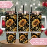Sunflower Tumbler Design, Digital Paper, Floral Backgrounds, Junk Journal, Scrapbooking, Printable Tumbler PNG, Colorful Flowers thumbnail 8
