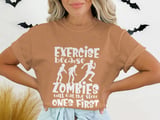 Exercise Because Zombies T-Shirt, Funny Zombie Running Sweatshirt, Humorous Fitness Tee, Apocalypse Runner Gift, Halloween Shirt thumbnail 7