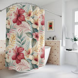 Lush Hibiscus Watercolor Shower Curtain thumbnail 2