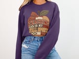 Teaching Is My Fall Sport Tee or Sweatshirt, Faux Patchwork Design thumbnail 14