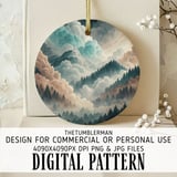 Watercolor Landscape Digital Pattern, Mountain Forest Clouds Digital Bundle, Scenic Print, Wall Art Design, Digital Art Prints, PNG JPG thumbnail 3