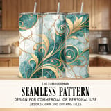 Teal Gold Floral Tumbler Design, Digital Paper Pack, Watercolor Flowers Backgrounds, Junk Journal Pages, Printable Tumbler PNG, Scrapbooking thumbnail 2