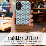 Blue Floral Tile Digital Art thumbnail 2