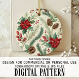 Christmas Poinsettia Tumbler Design, Digital Download, Watercolor Floral Junk Journal Pages, Holiday Scrapbooking Paper, Digital Tumbler PNG thumbnail 3