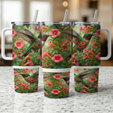 Hummingbird & Trumpet Flower 40oz Tumbler Wrap Design | Floral Bird Sublimation Digital File | Nature Lover Gift thumbnail 11