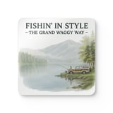 Grand Wagoneer Corkwood Coaster Set, The Waggy Car Coasters, Fisherman Gift, Lake Scenery Art, Car Lover Gift, Housewarming Gift thumbnail 4