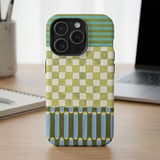 Green Checkerboard Stripes MagSafe® Phone Case thumbnail 1