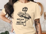 Roll On Flamingo Game Night Graphic T-Shirt thumbnail 3