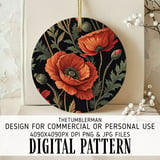 Red Poppy Tumbler Design, Floral Digital Paper, Watercolor Flowers, Tumbler Png, Junk Journal Pages, Digital Scrapbooking Paper thumbnail 3