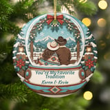Western Couple Christmas Ornament, Personalized Country Snow Globe Keepsake, Rustic Holiday Tree Decor, Romantic Cowboy Gift for Her or Him thumbnail 1