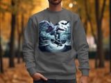 Ghost Skateboarder T-Shirt, Spooky Skatepark Tee, Halloween Skateboarding Shirt, Bats and Moon Graphic, Cool Trick T-Shirt thumbnail 2