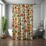 Woodland Fungi Block Print Shower Curtain thumbnail 7