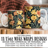 Yellow Orange Floral Tumbler Design, Watercolor Flowers Backgrounds, Junk Journal Pages, Printable Tumbler PNG, Digital Scrapbooking Paper thumbnail 4