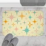 Mid Century Modern Shower Curtain, Bath Mat Retro Atomic Starburst Vintage 1950s Bathroom Decor, Pastel Boho Kitsch Stars Bath Set thumbnail 16