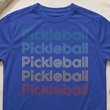 Pickleball Sport-Tek Performance Tee, Pickleball Multi-Color Retro Stripe Text Graphic, Court Apparel thumbnail 7