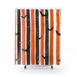Halloween Bat Shower Curtain and Bath Mat, Spooky Striped Bathroom Decor, Grunge Orange and Black Autumn Bat Decor, Gothic Home Gift thumbnail 5