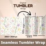 Digital Pattern, Floral Pattern, Tulip Pattern, Daisy Pattern, Watercolor Pattern, Digital Bundle, Spring Pattern, Flower Pattern, PNG JPG thumbnail 9