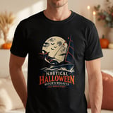 Nautical Halloween Witchs Regatta Full Moon Start Sailboat Graphic Sailor Ocean Wave Crewneck Sweatshirts thumbnail 12